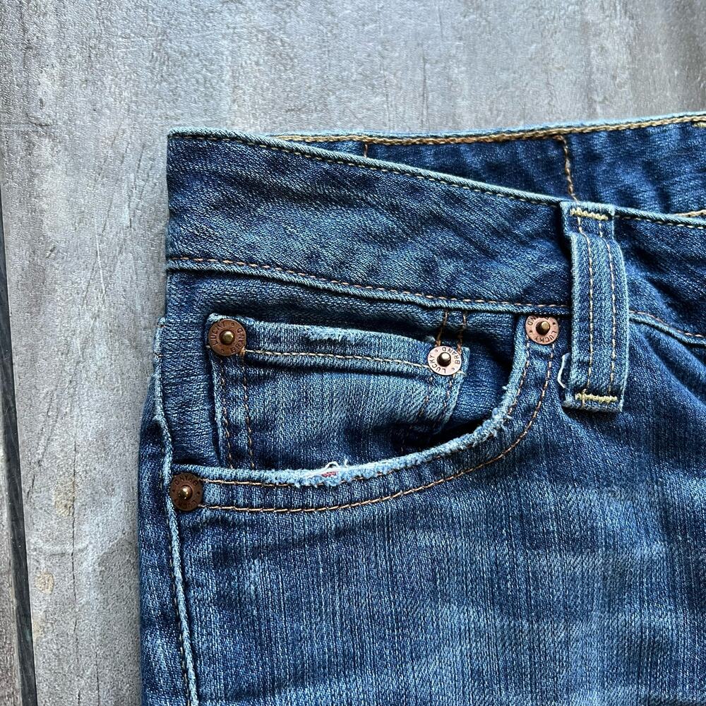 Womens Lucky Brand Lola Straight Run Stitch Jeans 2/26 Frayed Hem Low Rise - Picture 11 of 14